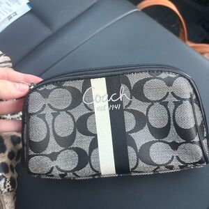 Coach Black and Cream Monogram Pouch